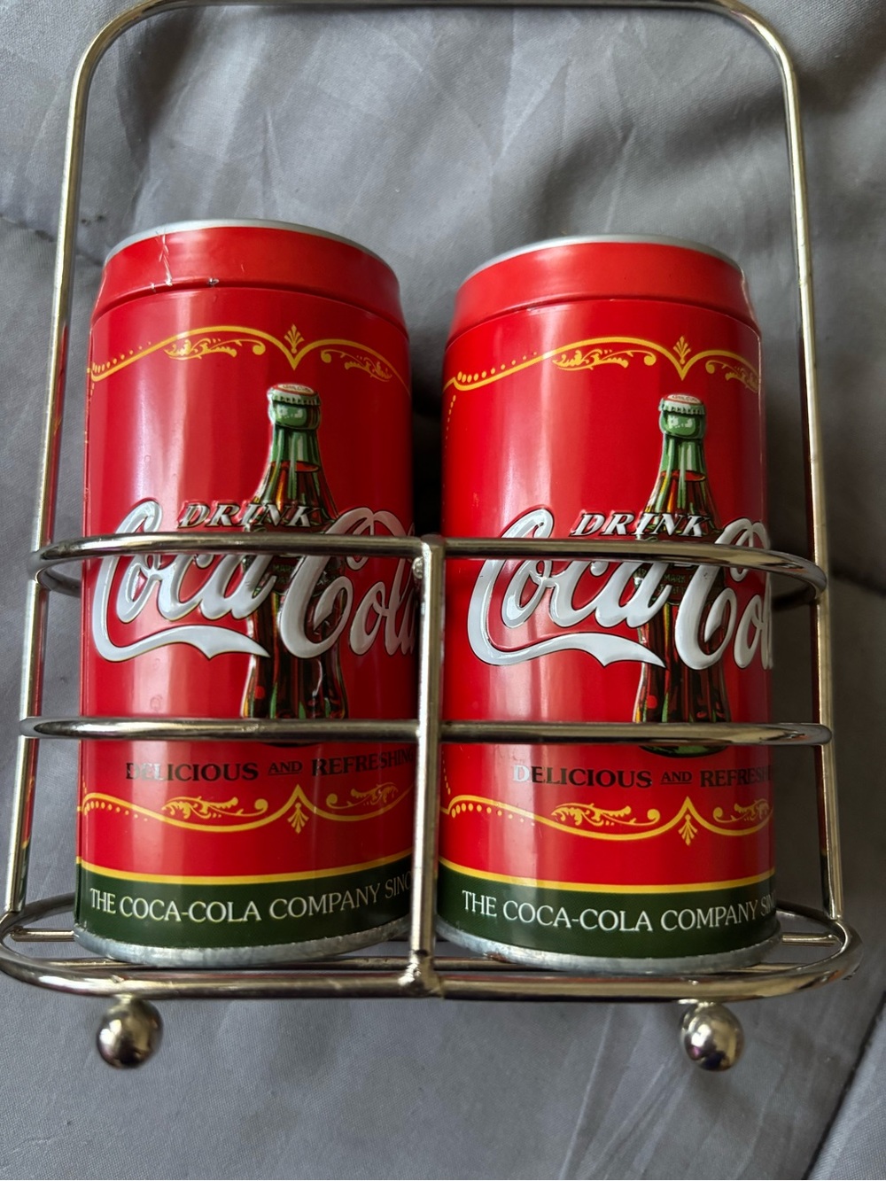Vintage Coca-Cola Red Can salt & pepper Duo set